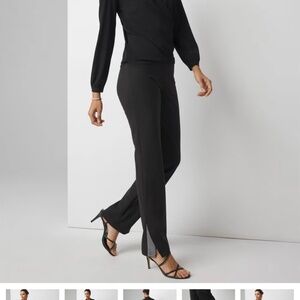 NWT White House Black Market Black Flare Pants Rhinestone Gusset Hem - Small